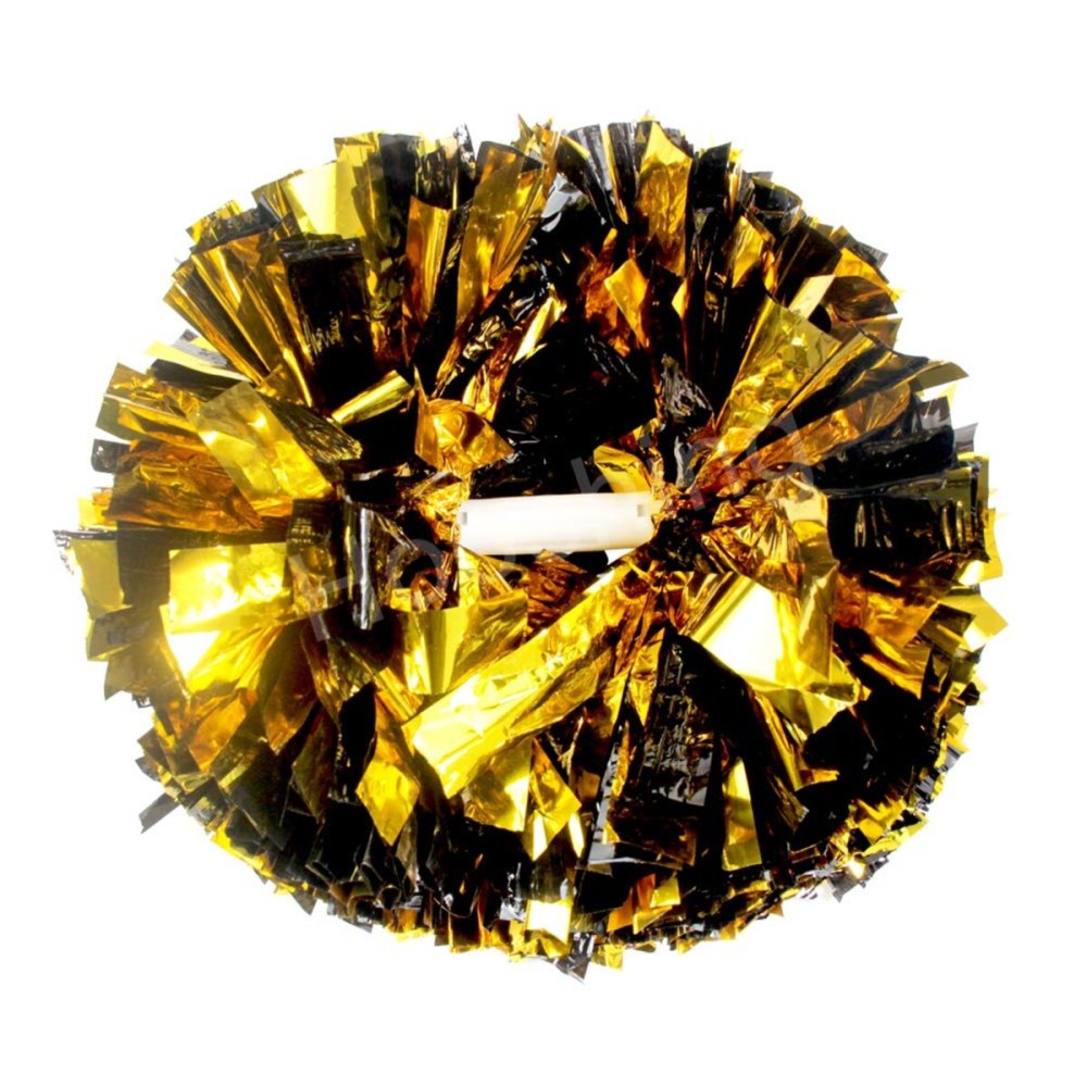 Hooshing 2PCS Gold and Black Pom Poms Cheerleading Metallic Cheer Pom Poms with Baton Handle for Sports Team Spirit Party Kids Adults