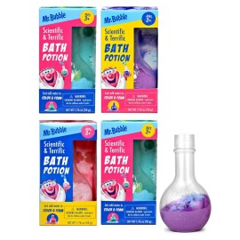 Mr. Bubble Kids Original Bath Bomb Potions - Colorful Fizzy Fun - Cool Foam and Bubble Science Beaker Bath Toys (Pack of 4)