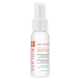 Biolage All-In-One Multi-Benefit Spray - Leave-In Treatment, Heat Protectant, Shine, Frizz Control, For All Hair Types, Coconut Oil, Vegan & Paraben-Free, 1 Fl Oz, Packaging may vary