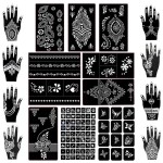 Koogel 18 Sheets 97PCS Henna Tattoo Stencil Kit, Reusable Mehndi Templates for Indian Weddings, Christmas & New Year, Ramadan, Bridal Mehndi & Tattoo Templates for Women, Girls & Body Art