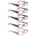 5 Pack Spring Hinge Reading Glasses Rectangular Fashion Quality Readers for Men and Women (5 Mix, 3.50)Medium