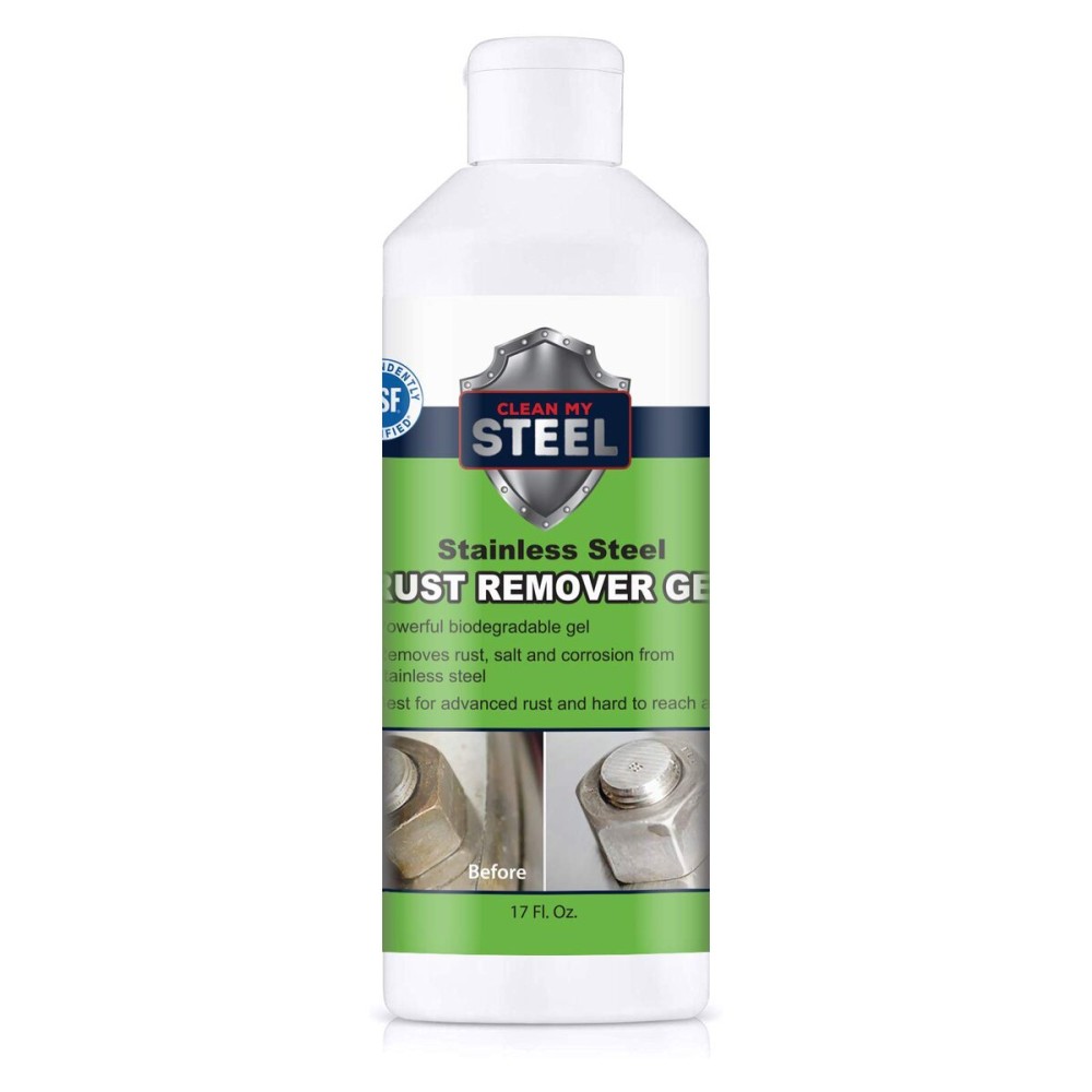 Heavy-Duty Rust Stain Remover for Industrial Use on Metal Surfaces Including Stainless Steel. Our Cleaner and Stainless Steel Rust Remover Gel Needs No Scrubbing, Simply Apply and Rinse off (17 oz)