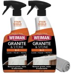 Weiman Granite and Stone Cleaner 3-in-1, Removes Grease, Stains & Watermarks, Streak-Free Formula with Stain Shield Technology, Safe on Marble, Quartz, Tile, Granite, Quartzite & Slate