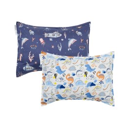 ALVABABY Toddler Pillowcases 2 Pack Organic Cotton Kids Pillow Cover Fit 13x 18 or 12x19 Envelope for Girl Boy Sleepy Travel