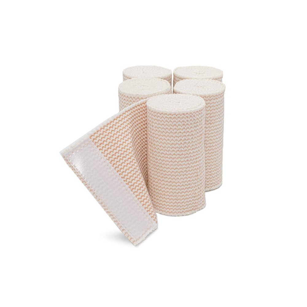 Hospora Thick Latex-Free Compression Cotton Elastic Bandage (4 inches, 5 Rolls)