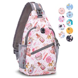 ZOMAKE Sling Bag,Small Crossbody Sling Backpack,Water Resistant Shoulder Daypack for Travel,Anti Thief Chest Bag for Hiking(Cosmetic White)