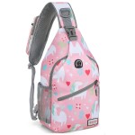 ZOMAKE Sling Bag,Small Crossbody Sling Backpack,Water Resistant Shoulder Daypack for Travel,Anti Thief Chest Bag for Hiking(Unicorn Pink)
