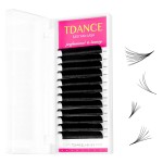 TDANCE Easy Fan Lash Extension Rapid Blooming Volume Eyelash Extensions C CC D DD J B L Curl 0.03-0.12mm Thickness Easy Fan Volume Lashes Self Fanning Eyelashes Extension (0.07-CC,12 mm)