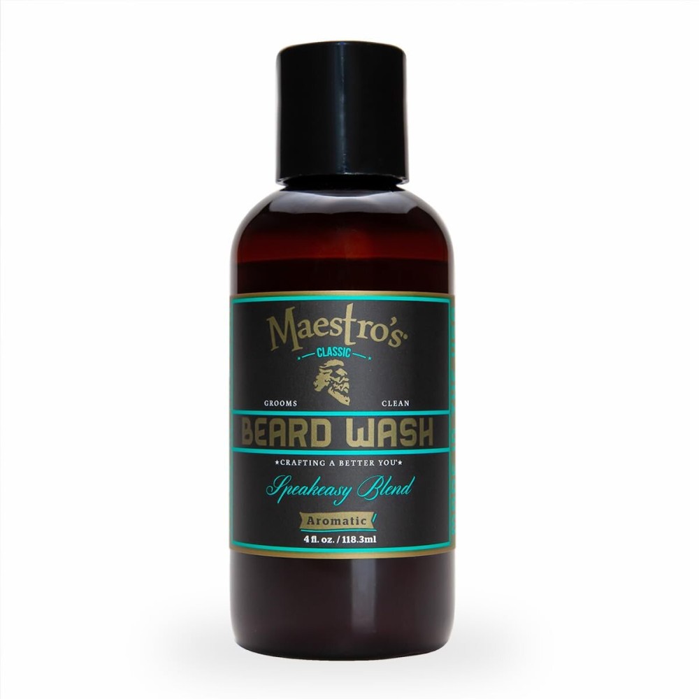 Maestro\'s Classic BEARD WASH | Anti-Itch, Deep Cleaning, Non-Drying, Fully Hydrating Gentle Cleanser For All Beard Types & Lengths- Speakeasy blend, 4 Ounce
