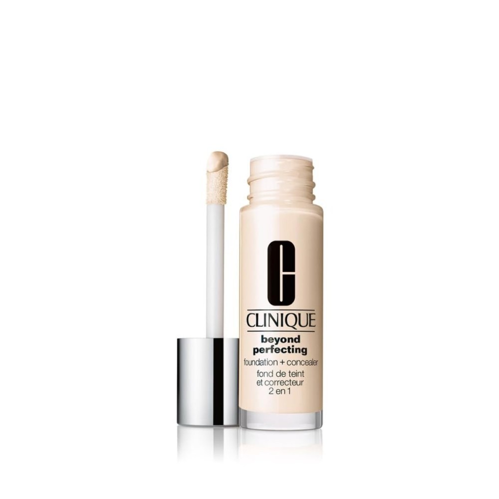 Clinique Beyond Perfecting Lightweight Liquid Foundation + Concealer For Dry Combination to Oily Skin Types | Full Coverage + Natural Matte Finish, Shell, 1 Fl Oz