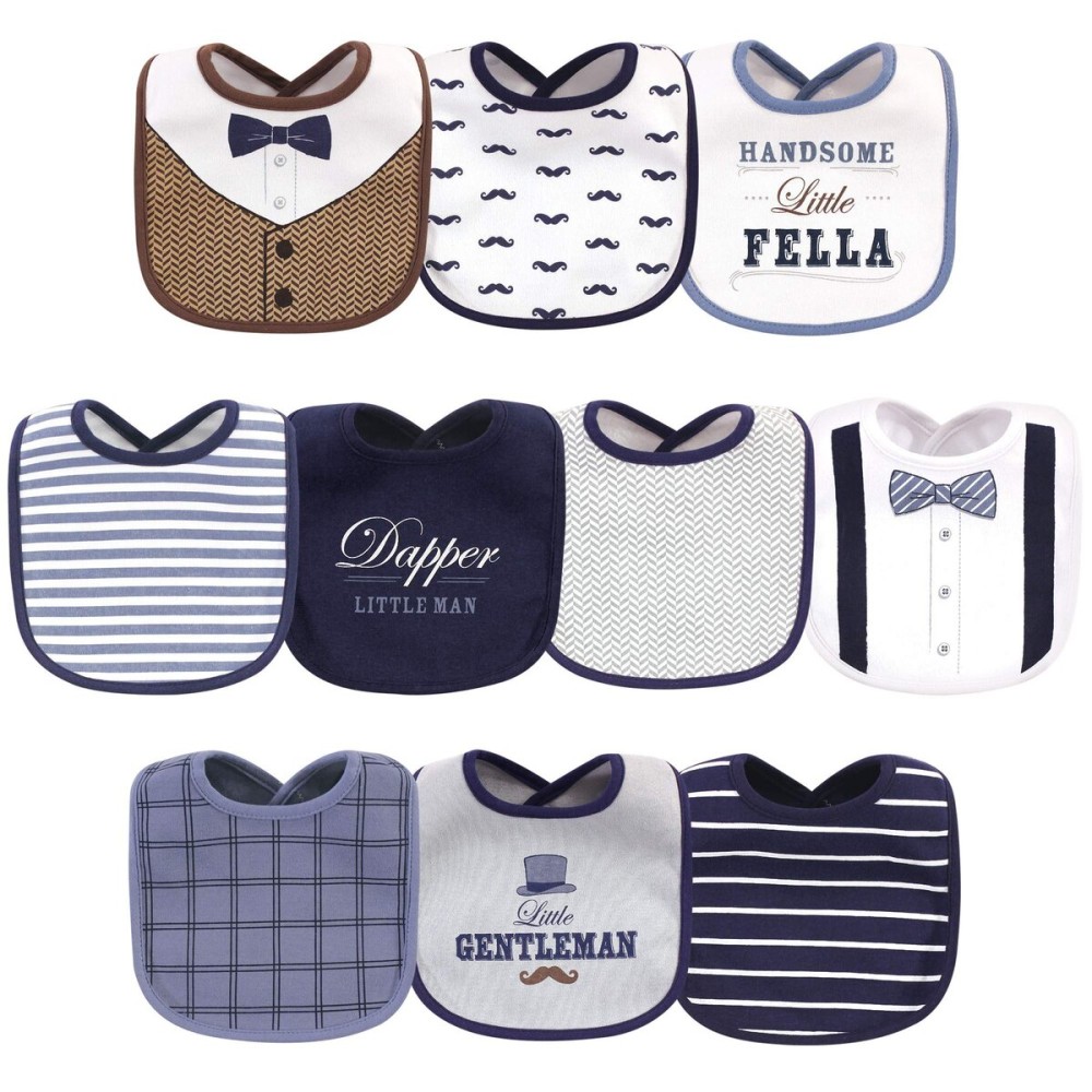 Little Treasure Unisex Baby Cotton Bibs, Handsome Fella, One Size