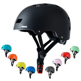 Apusale Bike Skateboard Helmet, Adjustable and Multi-Sport for Skate Scooter, 3 Sizes for Adult Youth Kids Toddler (Black)