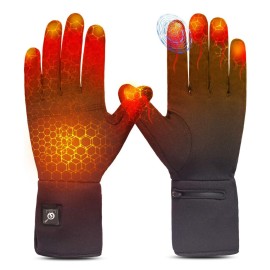 Heated Glove Liners for Men Women, Long-Lasting Anti-Freeze Battery, Flexible Ultrathin, Touchscreen Rechargeable Thin Electric Liners for Typing, Cycling, Skiing & Winter Outdoor Work