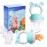Baby Fruit Food Feeder Pacifier - Fresh Food Feeder, Infant Fruit Teething Teether Toy for 3-24 Months, 6 Pcs Silicone Pouches for Toddlers & Kids & Babies, 2-Pack (Cyan)