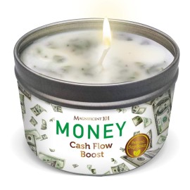 Magnificent 101 Long Lasting Money Aromatherapy Candle | 6 Oz - 35 Hour Burn | Made of Sage Scented Soy Wax Candle for House Energy Cleansing, Purification & Manifestation | Boost Your Cash Flow