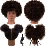 Morris Mannequin Head with 100% Human Hair - Curly Hair Training Head for Cosmetology, Hairdresser Practice, Styling, Braiding with Clamp Stand