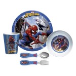 Zak Designs 5-Piece Dinnerware Set, Marvel Spider-Man - Durable Plastic & Stainless Steel - Includes Tumbler, 8-Inch Plate, 6-Inch Bowl, Fork & Spoon - Suitable for Kids Ages 3+