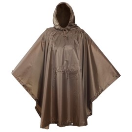 USGI Industries Military Style Poncho | Lightweight Tactical Multi Use Rip Stop Camouflage Rain Poncho | Perfect for Hiking, Hunting, Emergency Tent, Survival (Coyote)