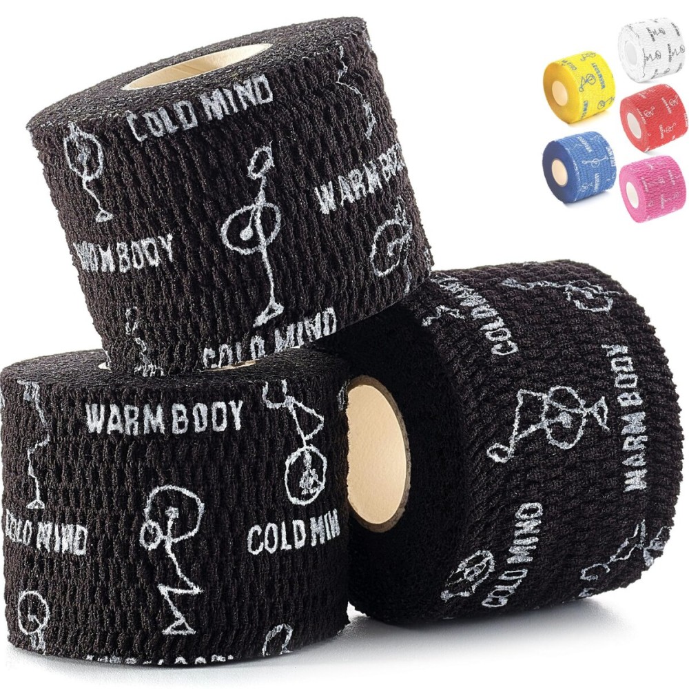 WARM BODY COLD MIND 1.85 Weightlifting Thumb Tape - Hook Grip Tape for Powerlifting, Cross Training, Gym Tape, Workout, Weight Lifting Tape, Athletic Finger Wrap (Black 3 Rolls)