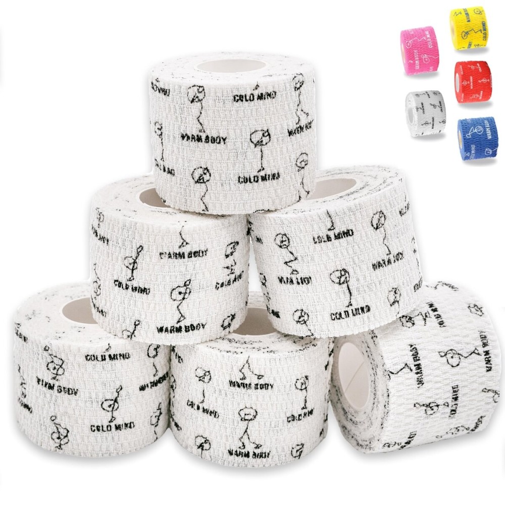 WARM BODY COLD MIND 1.85 Weightlifting Thumb Tape - Hook Grip Tape for Powerlifting, Cross Training, Gym Tape, Workout, Weight Lifting Tape, Athletic Finger Wrap (White 6 Rolls)