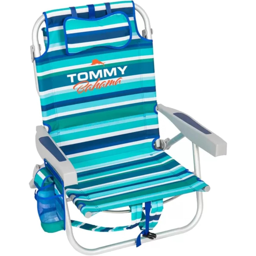 Tommy Bahama Beach Chair, Aluminum, Green Strips