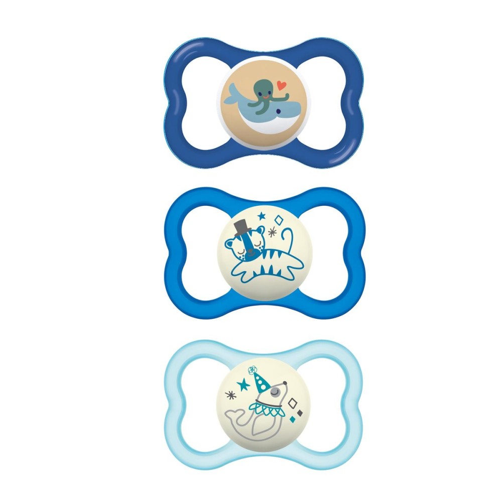 MAM Air Night & Day Baby Pacifier, for Sensitive Skin, Glows in The Dark, 3 Pack, 6-16 Months, Boy