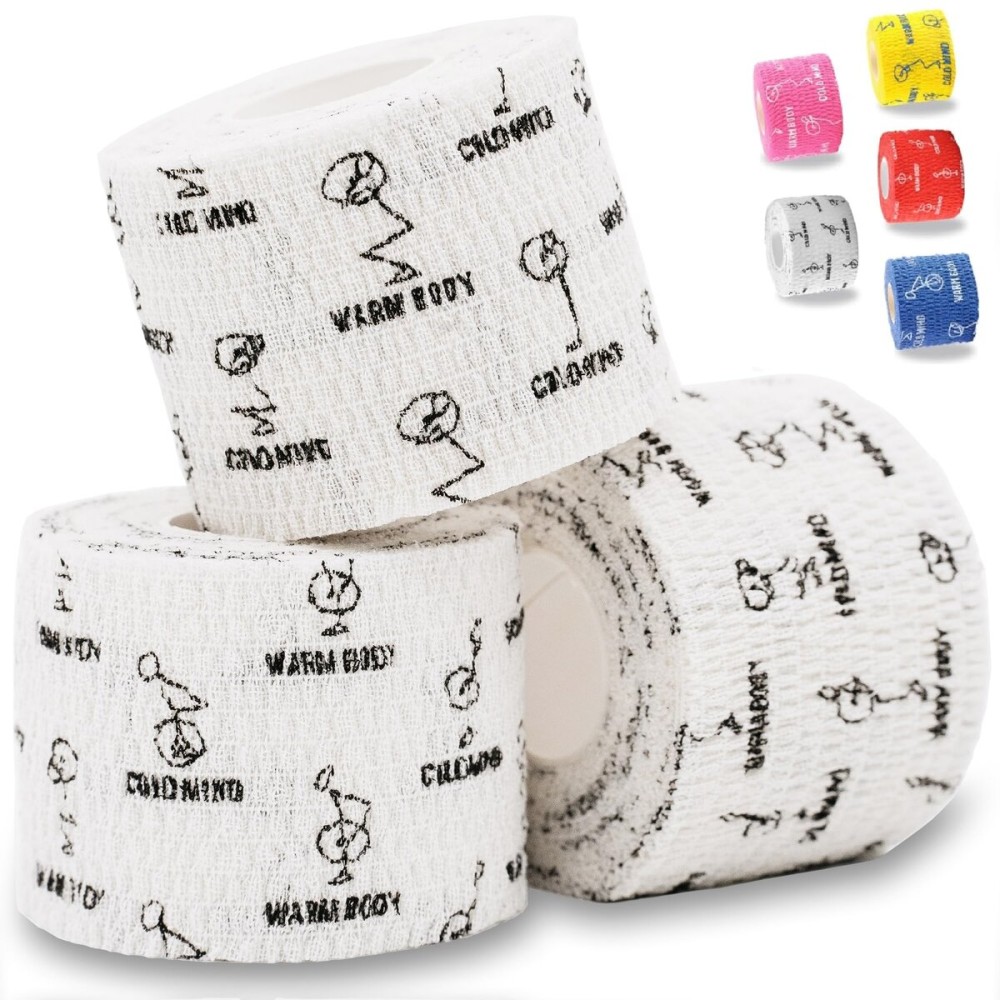 WARM BODY COLD MIND 1.85 Weightlifting Thumb Tape - Hook Grip Tape for Powerlifting, Cross Training, Gym Tape, Workout, Weight Lifting Tape, Athletic Finger Wrap (White 3 Rolls)