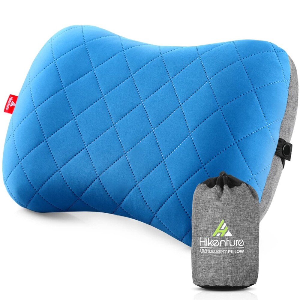 Hikenture Ultralight Inflatable Washable Pillow with Removable Cover for Neck Lumber Support - Upgrade Backpacking Pillow for Camping, Travel, Hiking, Backpacking (Blue)