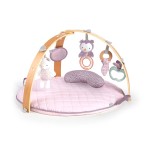 Ingenuity Cozy Spot Reversible Duvet Activity Gym & Play Mat with Wooden-Toy-bar - Calla (Pink), Newborn and up
