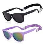 MAXJULI Baby Infant Sunglasses Safe, Soft, With Adjustable Strap 0-24 Months BPA Free (Black/Black+Purple/Red