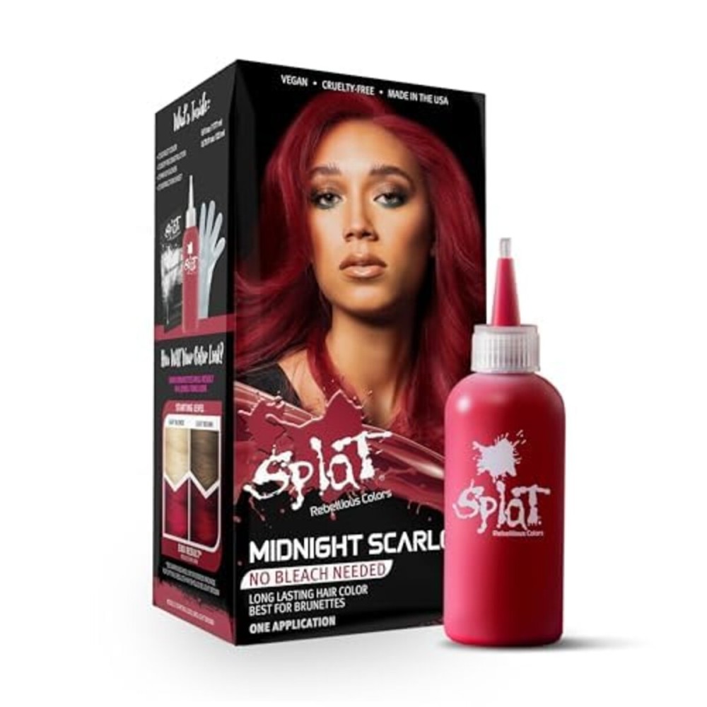 Splat Midnight Scarlet Semi Permanent Hair Dye Kit, 1 Application, Includes Deep Reconstructor Conditioner, Lasts 30 Washes, No Bleach Required, Vegan & Cruelty Free Hair Color