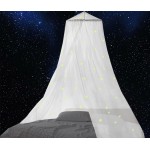 BCBYou Mosquito Net Canopy with Glow in Dark Stars for Baby, Kids, and Adults - Cover The Crib, Kids Bed, Full Size Bed (White)