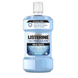 Listerine Ultraclean Alcohol-Free Tartar Control Mouthwash, Oral Rinse Fights Stain Build Up to Help Keep Naturally White Teeth, Less Intense Arctic Mint Flavor, 500 ml