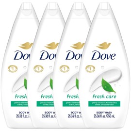 Dove Body Wash, Fresh Care, Value-Size 4-Pack - Soothing Moisturizing Cleanser for Soft Skin, 25.36 Oz Ea