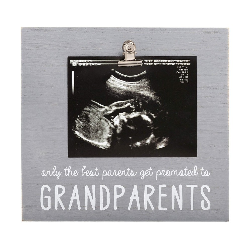Pearhead Grandparents Pregnancy Announcement Sonogram Picture Frame, Ultrasound Photo Gift and Pregnancy Reveal Keepsake for Grandmothers and Grandfathers, Distressed Gray
