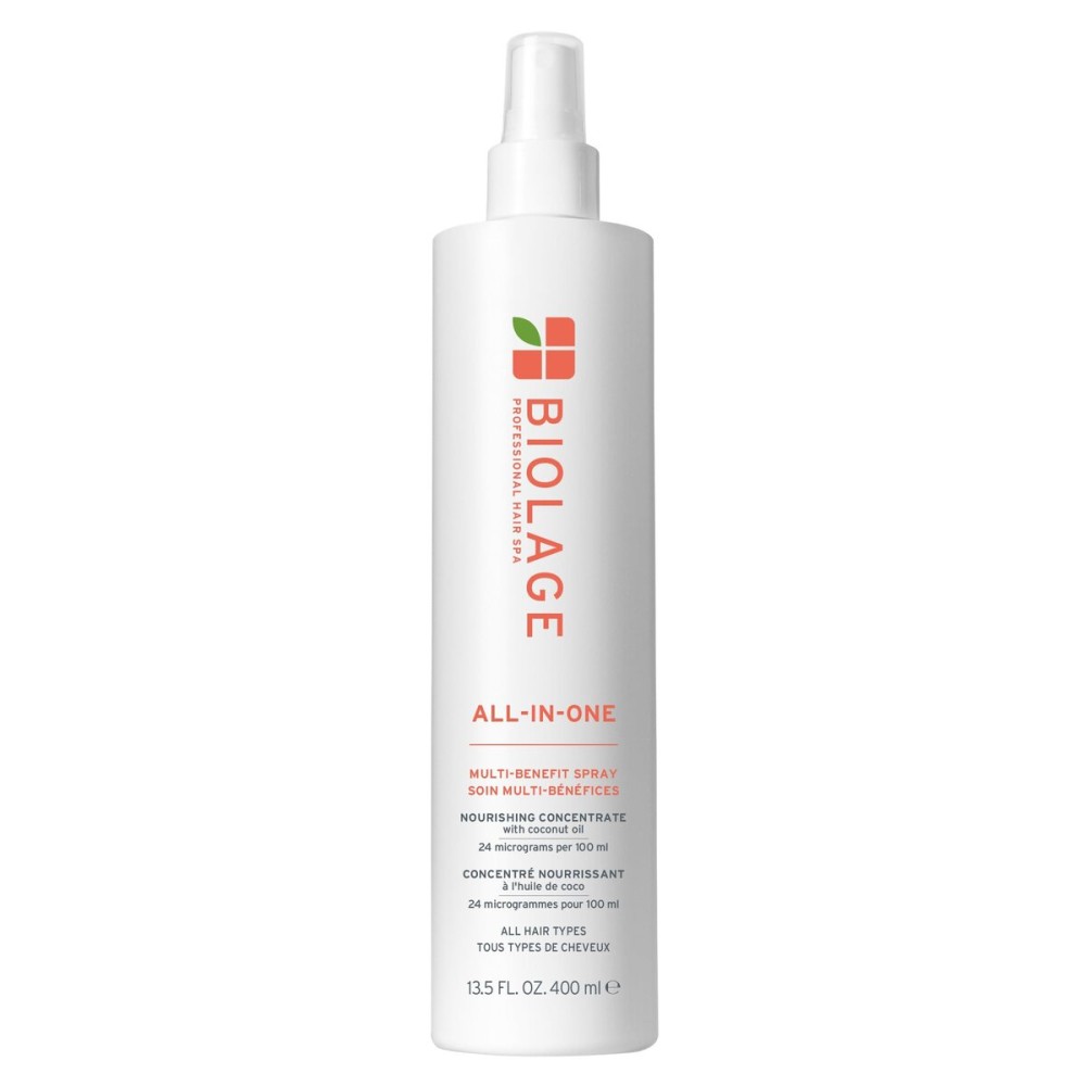 Biolage All-In-One Multi-Benefit Spray - Leave-In Treatment, Heat Protectant, Shine, Frizz Control, For All Hair Types, Coconut Oil, Vegan & Paraben-Free, 13.5 Fl Oz, Packaging may vary
