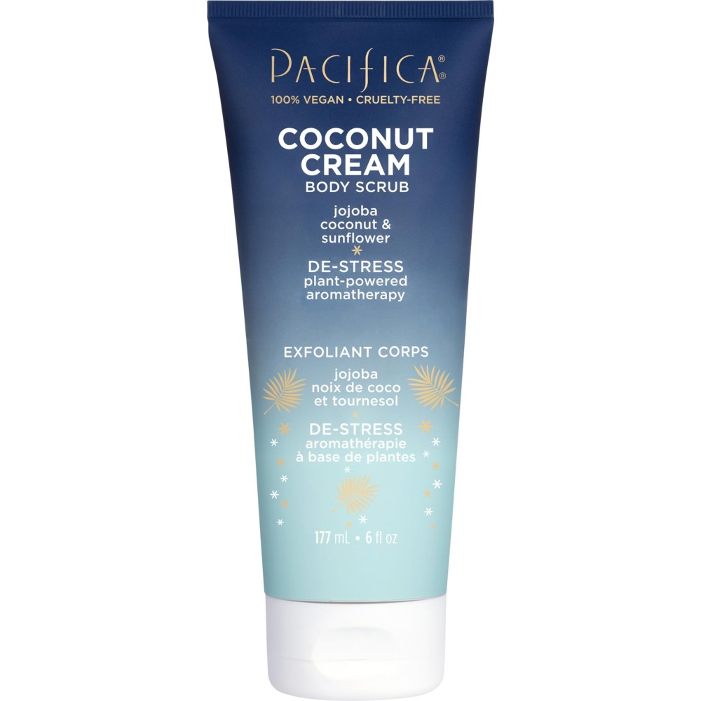 Pacifica Coconut Cream Body Scrub, Gently Exfoliates & Polishes Dead Skin, For All Skin Types, Ven & Cruelty-Free, 6 Fl Oz