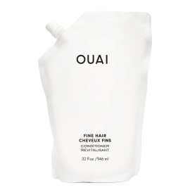 OUAI Fine Hair Conditioner Refill - Volumizing Conditioner Made with Keratin, Biotin and Chia Seed Oil - Adds Softness, Bounce and Volume - Free from Parabens, Sulfates, and Phthalates (32 Oz)