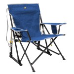 GCI Outdoor Kickback Rocker Camping Chair | Portable Folding Rocking Chair with Durable Armrests, Drink Holder & Relaxed Lowered Seat for Comfort - Heathered Royal