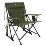 GCI Outdoor Kickback Rocker Camping Chair | Portable Folding Rocking Chair with Durable Armrests, Drink Holder & Relaxed Lowered Seat for Comfort - Loden Green