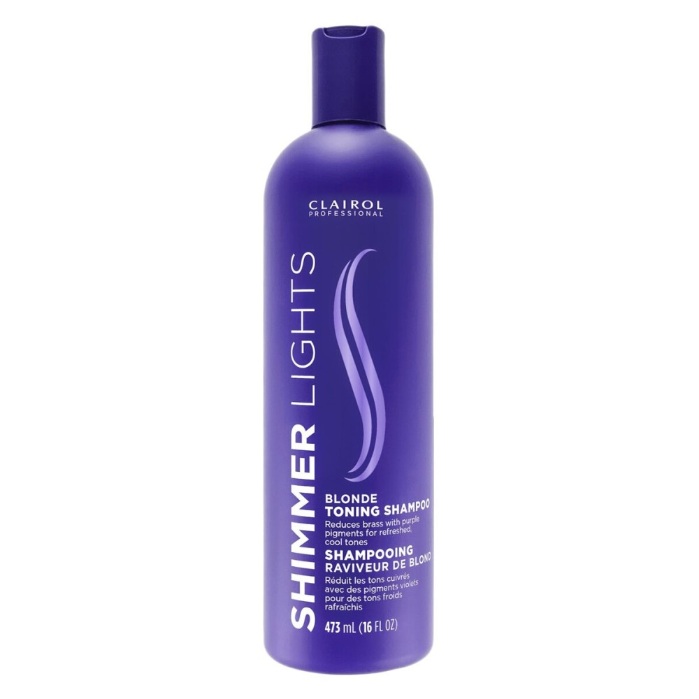 Clairol Professional Shimmer Lights Purple Shampoo, 16 fl. Oz, Neutralizes Brass & Yellow Tones, For Blonde, Silver, Gray & Highlighted Hair Packaging May Vary