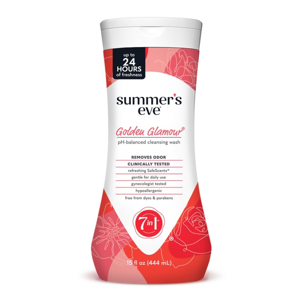 Summer\'s Eve Golden Glamour All-Over Daily Feminine Wash, pH-Balanced Body Wash for Women, Removes Vaginal Odor and Refreshes, 15 Fl Oz
