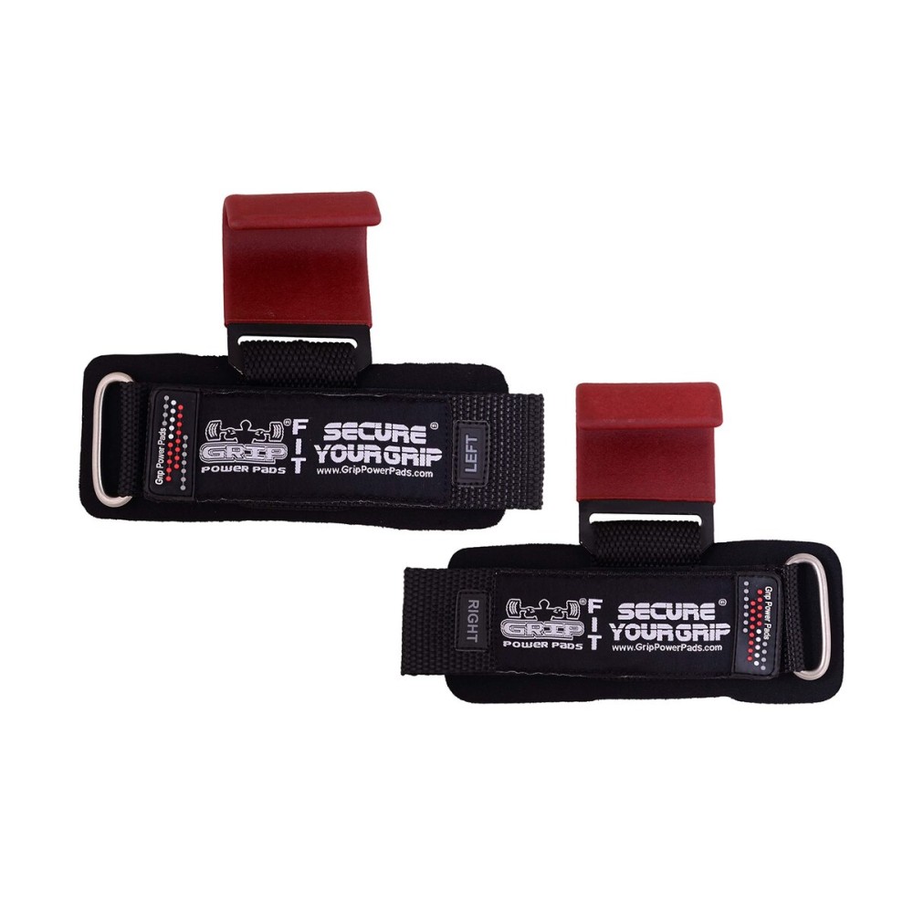 Heavy Duty PRO Metal Lifting Steel Hooks Power Weightlifting Set of 2 Premium Thick Padded Workout Hook Gloves (Women-Wrist Size Small/Medium, Brown)