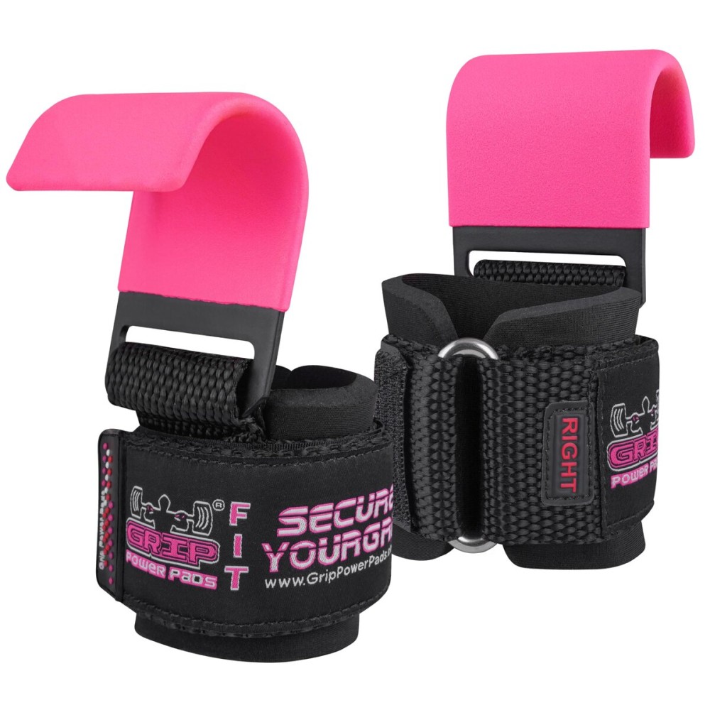 Weight Lifting Hooks Heavy Duty PRO Lifting Wrist Straps Deadlift Straps Power Lifting Grips Weightlifting Gym Gloves Men & Women (Classic Pink, Women-Wrist Size Small/Medium)