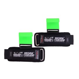 Heavy Duty PRO Metal Lifting Steel Hooks Power Weightlifting Set of 2 Premium Thick Padded Workout Hook Gloves (Women-Wrist Size Small/Medium, Lime)