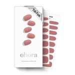 ohora Semi Cured Gel Nail Strips (N Ash Pink) - Pink, Solid, Works with Any UV/LED Lamps, Salon-Quality, Long Lasting, Easy to Apply & Remove - Includes 2 Prep Pads, Nail File & Wooden Stick