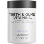 Codeage Teeth & Gums Vitamins + Oral Probiotics Supplement for Mouth - Whole Food Calcium, Collagen, Potassium, Vitamin C, D3, K2, Zinc - Oral Care & Dental Multivitamin Supplements - 90 Capsules