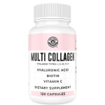 Collagen Capsules with Biotin, Hyaluronic Acid, Vitamin C, Hydrolyzed Multi Collagen Peptide Capsules Types I, II, III, V, X For Skin, Hair, Nails and Joint Health Supplement* 120 Count