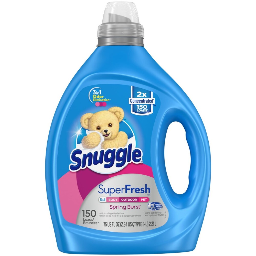 Snuggle Liquid Fabric Softener, SuperFresh Spring Burst, Eliminates Tough Odors, 2X Concentrated, 150 Loads (size may vary)