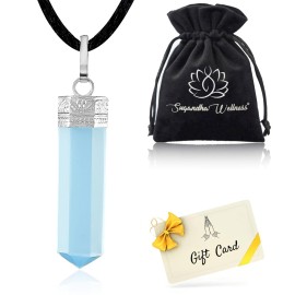 Sugandha Wellness Opalite Healing Crystal Necklace - Confidence, Balance & Clarity Stone. Promotes Stress Relief & Anxiety. Jewelry Gift for Yoga, Meditation & Reiki